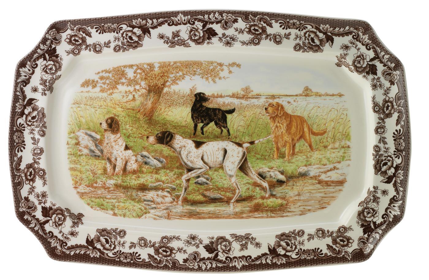 Spode Woodland Rectangular Platter - Dogs