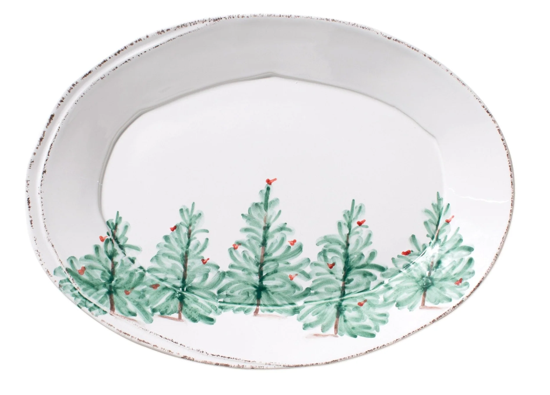 Vietri Lastra Holiday Small Oval Platter