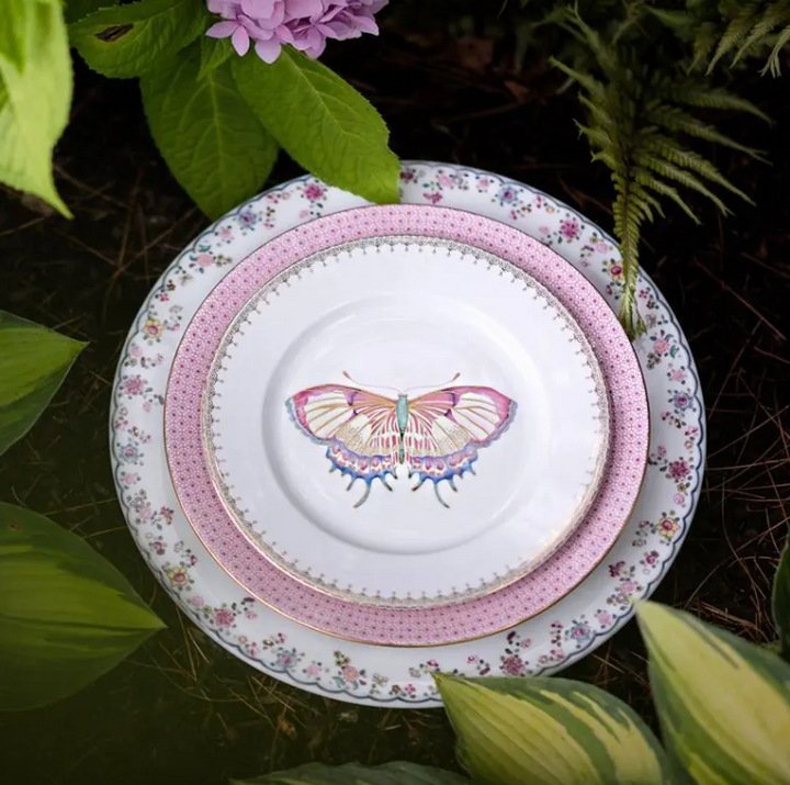 Mottahedeh Golden Teardrop Butterfly Dessert Plate