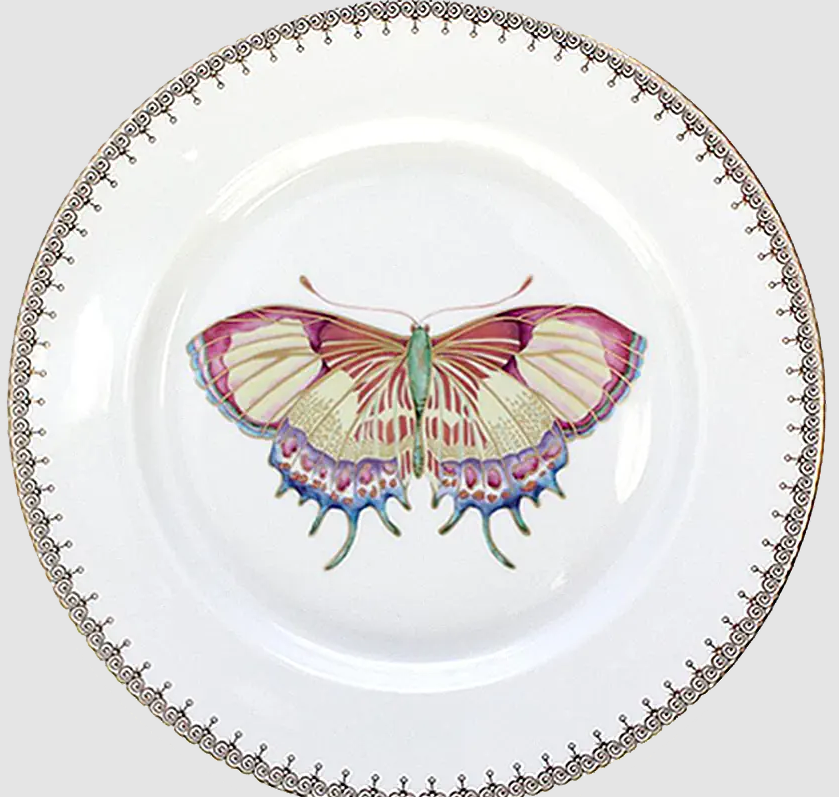Mottahedeh Golden Teardrop Butterfly Dessert Plate